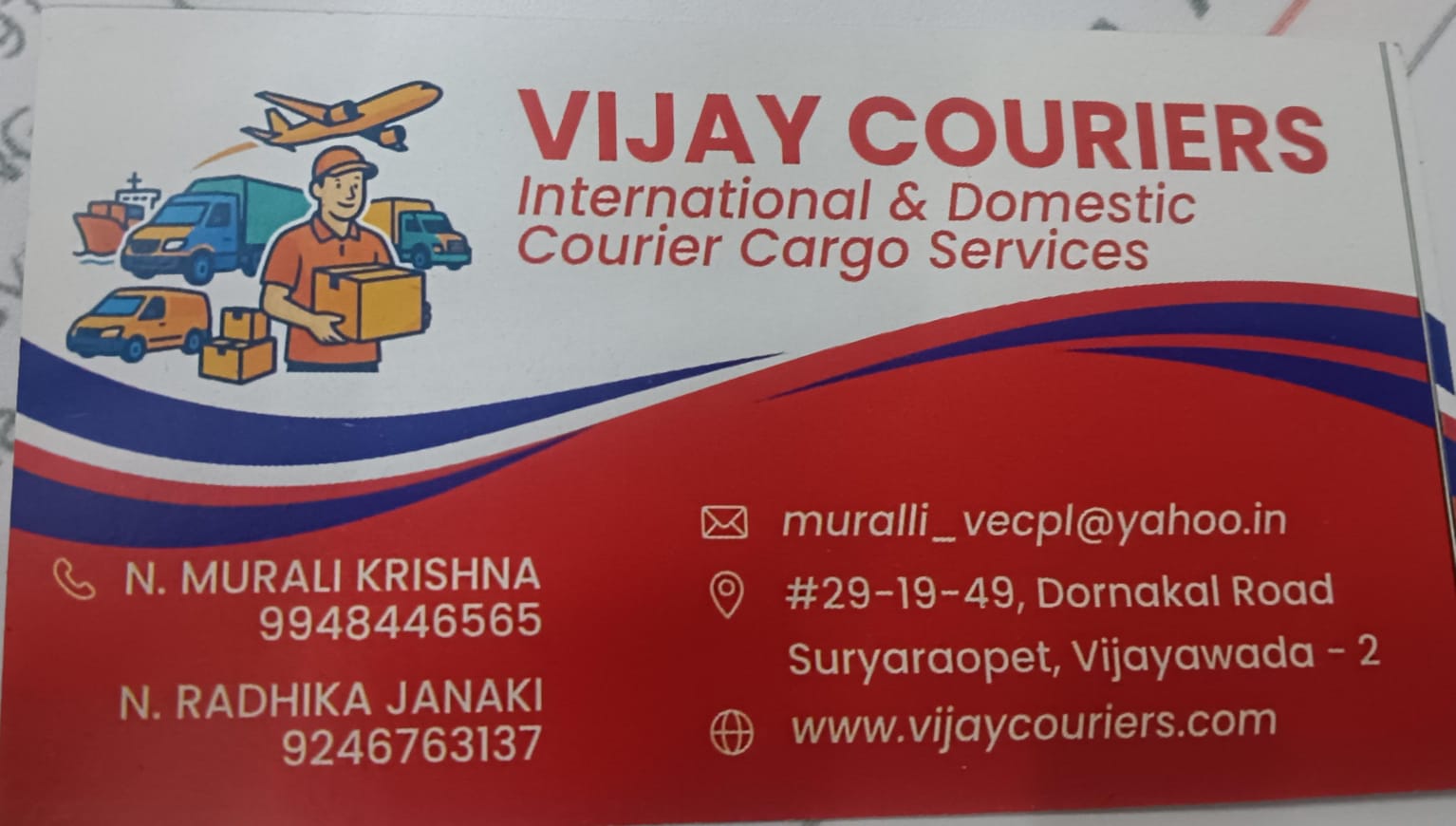 Vijay Couriers business card